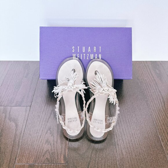 Stuart Weitzman Flat Getali Jelly Tassel Thong Sandals - Picture 1 of 7
